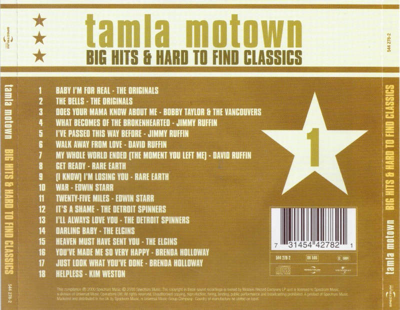 Tamla Motown: Big Hits Hard to Find Classics, Vol 2