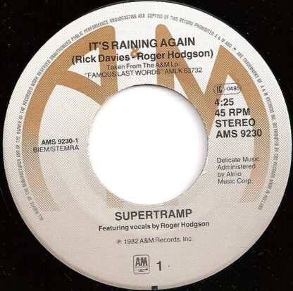 Supertramp - It's Raining Again (7"si NL 1982) nm/vg+ - Image 2