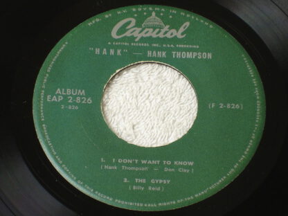 Hank Thompson and his Brazos Valley Boys - Hank! (Part 2) 7"EP 1957 - Image 3