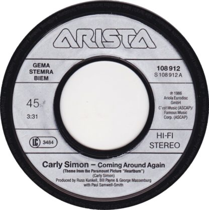 Carly Simon - Coming Around Again (7"si 1987) - Image 3