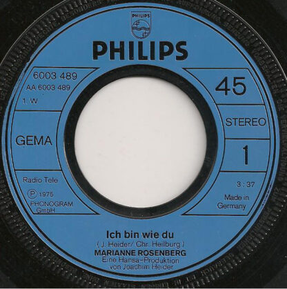 Marianne Rosenberg - Ich Bin Wie Du (7"si Germany 1975) Rare issue!! - Image 3