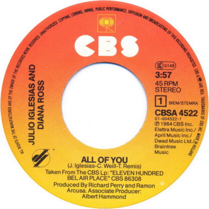 Diana Ross & Julio Iglesias - All Of You (7"si NL 1984) - Afbeelding 3