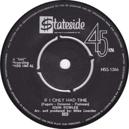 John Rowles - If I Only Had Time (7"si 1968)