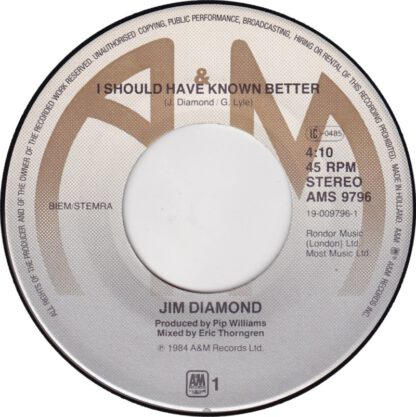 Jim Diamond - I Should Have Known Better (7"si NL 1984) - Afbeelding 3