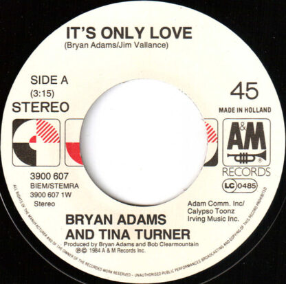 Bryan Adams & Tina Turner - It's Only Love (7"si NL 1985) - Image 3