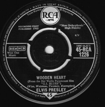 Elvis Presley - Wooden Heart / Tonight Is So Right For Love (7"si UK 1961)