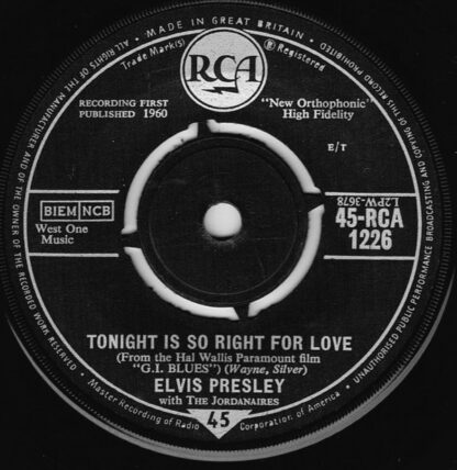 Elvis Presley - Wooden Heart / Tonight Is So Right For Love (7"si UK 1961) - Image 2