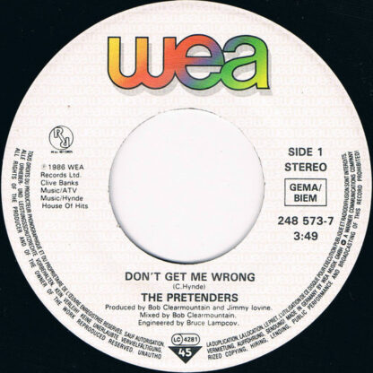 The Pretenders - Don't Get Me Wrong (7"si Germany 1986) - Afbeelding 3