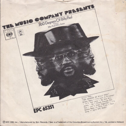 Billy Paul - Me and Mrs. Jones (7"si NL 1972) - Afbeelding 2