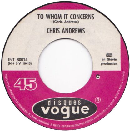 Chris Andrews - To Whom It Concerns (7"si NL 1965) - Image 3