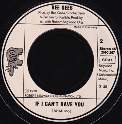 Bee Gees ‎– Stayin' Alive / If I Can't Have You (7"si Germany 1978) nm/nm - Afbeelding 3