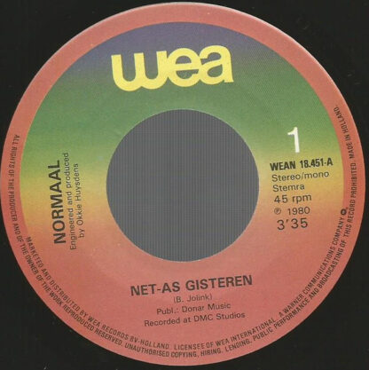 Normaal ‎– Net-As Gisteren (7"si NL 1980) vg+++/vg+ - Image 3