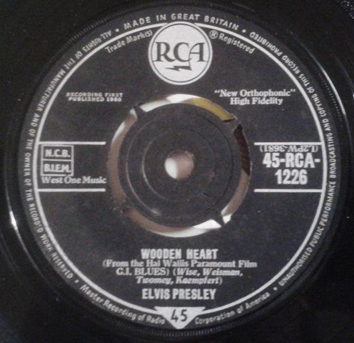 Elvis Presley - Wooden Heart (7"si UK 1961) vg
