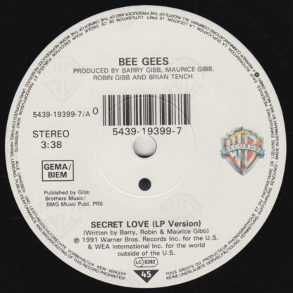 Bee Gees ‎– Secret Love (7"si Germany 1991) nm/vg++ - Afbeelding 3