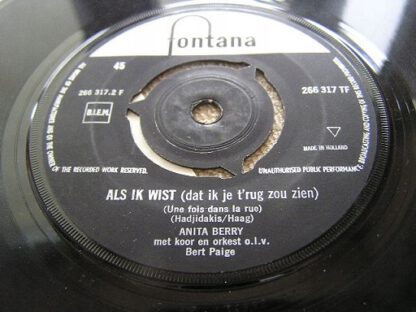 Anita Berry ‎– Middellandse Zee (7"si NL 1962) vg+/vg+ - Image 2