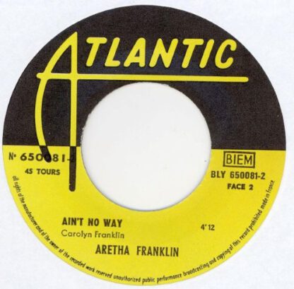 Aretha Franklin ‎– Since You've Been Gone (Sweet Sweet Baby) 7"si France 1968) vg+ - Afbeelding 2