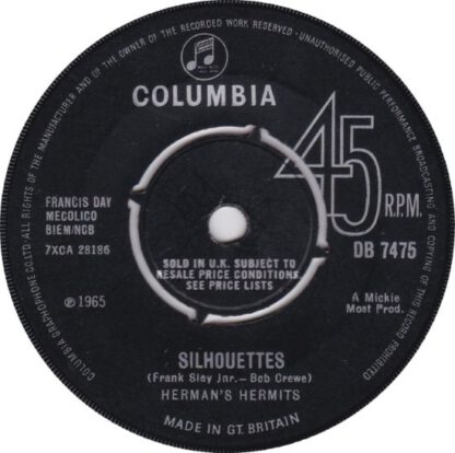 Herman's Hermits ‎– Silhouettes (7"si NL 1965) vg