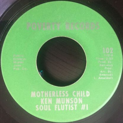 Ken Munson (Soul Flutist #1) ‎– Riders in the Sky / Motherless Child (7"si US 1968) nm- - Afbeelding 2