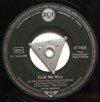 Elvis Presley – Jailhouse Rock / Treat Me Nice (7"si Germany 1958) Rare repress!! vg+ - Image 2