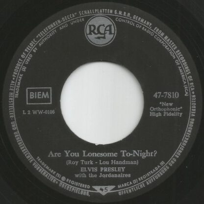 Elvis Presley - Are You Lonesome To-Night? / I Gotta Know (7"si Germany 1961) vg