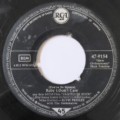 Elvis Presley - (You're So Square) Baby I Don't Care / I Want To Be Free (7"si Germany 1958) vg