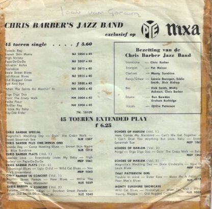 Chris Barber's Jazz Band ‎‎– Thriller Rag / Petite Fleur (7"si NL 1958) vg+/g+ - Afbeelding 2