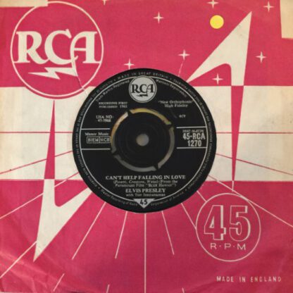 Elvis Presley ‎– Can't Help Falling in Love / Rock-A-Hula Baby (7"si UK 1962) vg/vg - Afbeelding 3