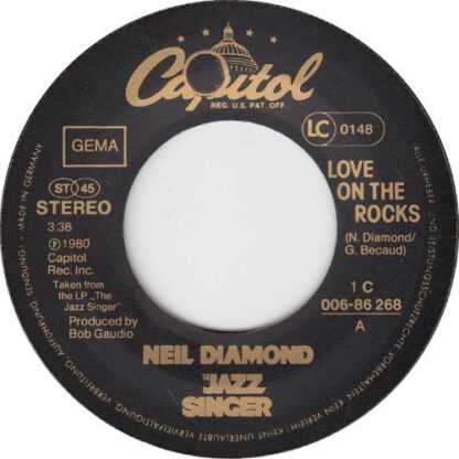 Neil Diamond ‎– Love on the Rocks (7"si Germany 1980) nm/vg+ - Afbeelding 2