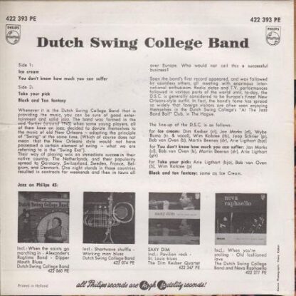 The Dutch Swing College Band ‎– Ice Cream (7"EP NL 1960) vg++/nm - Image 2