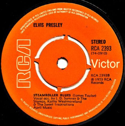 Elvis Presley ‎– Fool / Steamroller Blues (7"si UK 1973) vg+/vg+ - Afbeelding 2