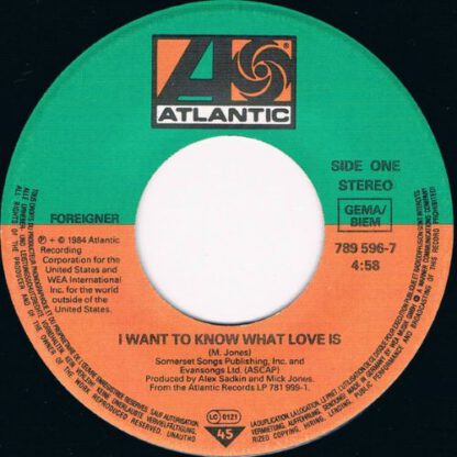 Foreigner ‎– I Want To Know What Love Is (7"si Germany 1984) vg++/vg+ - Afbeelding 3