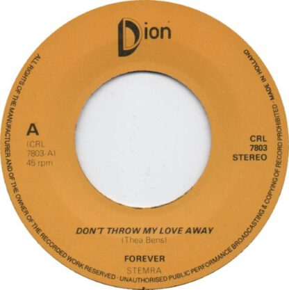 Forever ‎– Don't Throw My Love Away (7"si NL 1978) vg++/vg+ - Afbeelding 2