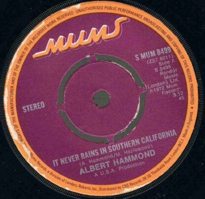 Albert Hammond - It Never Rains in Southern California (7"si UK 1972) g+