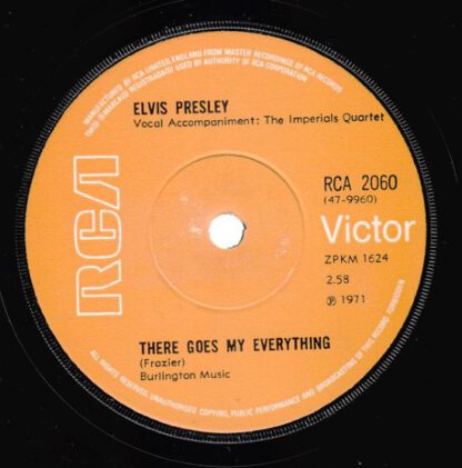 Elvis Presley ‎– I Really Don't Want To Know / There Goes My Everything (7"si UK 1971) vg+ - Afbeelding 2