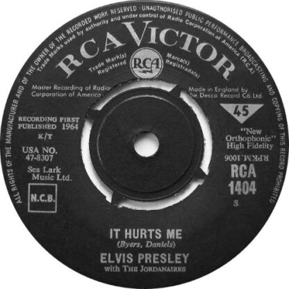 Elvis Presley ‎– Kissin' Cousins / It Hurts Me (7"si UK 1964) vg+ - Afbeelding 2