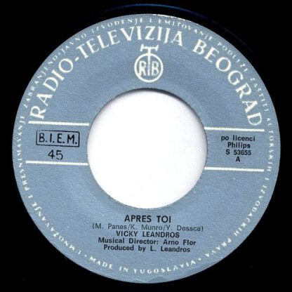 Vicky Leandros ‎– Après Toi  (7"si Yugoslavia 1972) Eurovision Songcontest Winner! vg++/vg+ - Afbeelding 2