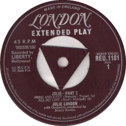 Julie London ‎– Julie Part 2 (7"EP UK 1959) vg++