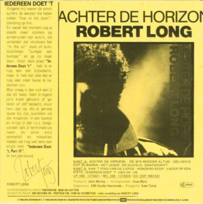 Robert Long ‎– Iedereen Doet 't (7"si NL 1986) nm/vg+ - Image 2