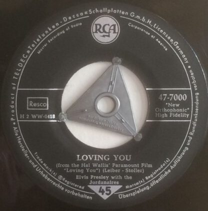 Elvis Presley ‎– Loving You / (Let Me Be Your) Teddy Bear (7"si Germany 1957) vg+