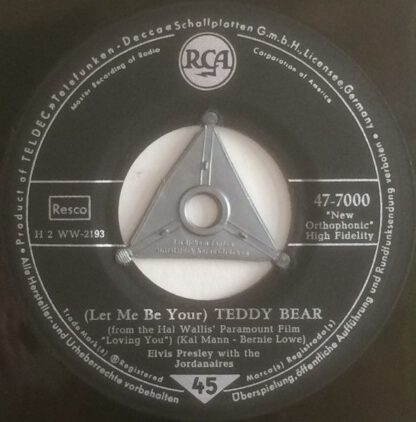 Elvis Presley ‎– Loving You / (Let Me Be Your) Teddy Bear (7"si Germany 1957) vg+ - Afbeelding 2