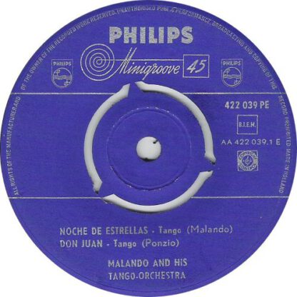 Malando & his Tango Orchestra – Unforgettable Tangos (7"EP NL 1955) vg+/vg++ - Afbeelding 3