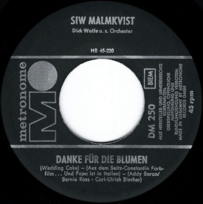 Siw Malmkvist ‎– Danke Für Die Blumen (7"si Germany 1961) nm/vg++ - Afbeelding 2