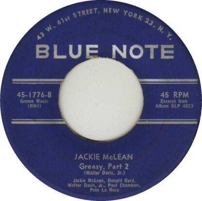 Jackie McLean ‎– Greasy (Part 1 & 2) 7"si US 1960 vg++ - Afbeelding 2