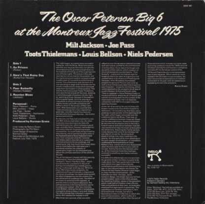 Oscar Peterson Big 6 at The Montreux Jazz Festival 1975  ‎– Peterson 6 (LP Germany 1975) nm/vg++ - Afbeelding 2