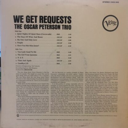 Oscar Peterson Trio ‎– We Get Requests (LP NL '70's reissue of 1964 original) nm/vg++ - Afbeelding 2