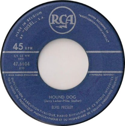 Elvis Presley ‎– Hound Dog / Don't Be Cruel (7"si Belgium 1956) vg+