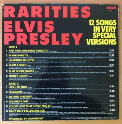 Elvis Presley ‎– Rarities (12 Songs in Very Special Versions) LP NL 1982 (nm/nm) - Afbeelding 2