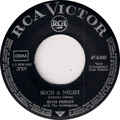 Elvis Presley ‎– Such A Night / Never Ending (7"si Germany 1964) vg+