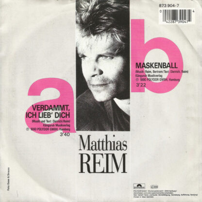 Matthias Reim ‎– Verdammt, Ich Lieb' Dich (7"si NL 1990) nm-/vg++ - Afbeelding 2