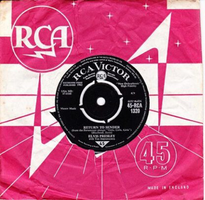 Elvis Presley with The Jordanaires ‎– Return to Sender (7"si UK 1962) vg+/vg - Afbeelding 2